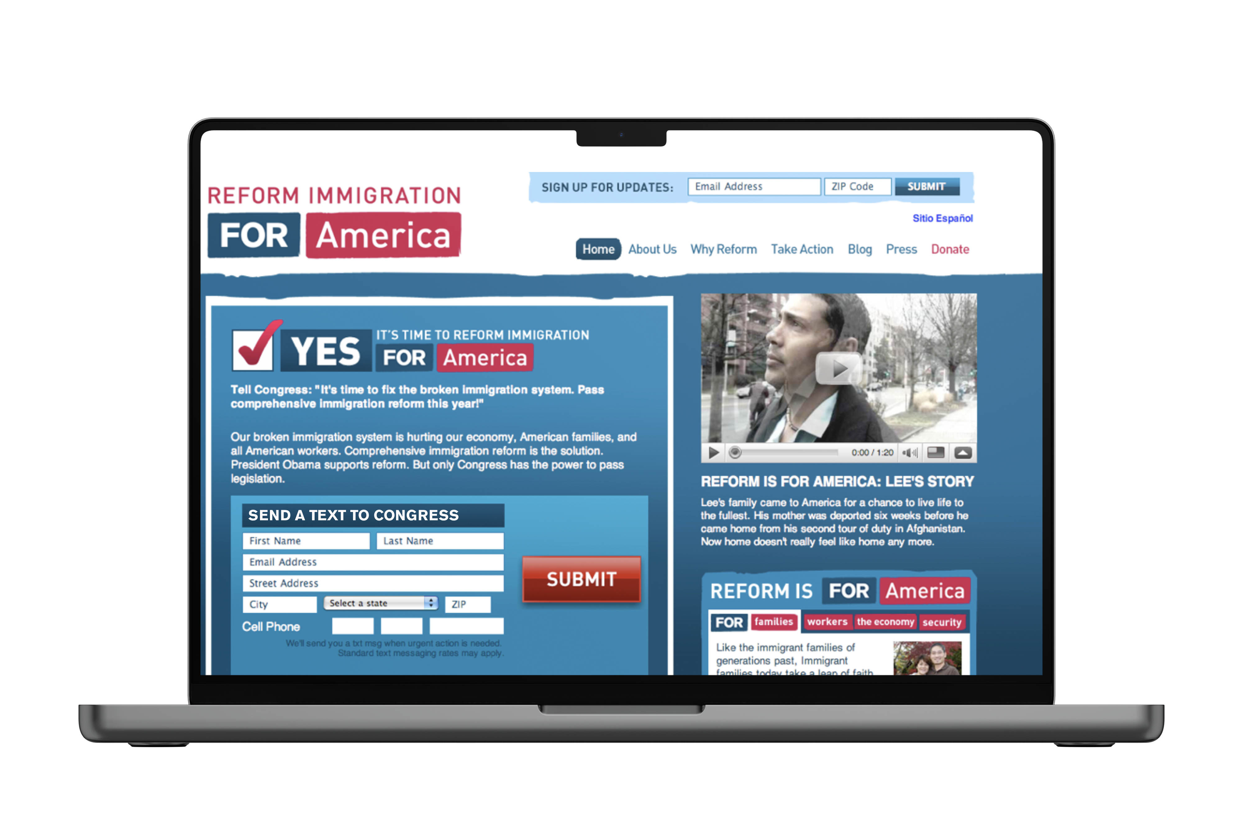 Reform Immigration for America Campaign Website. Plural Brand Strategy and Design