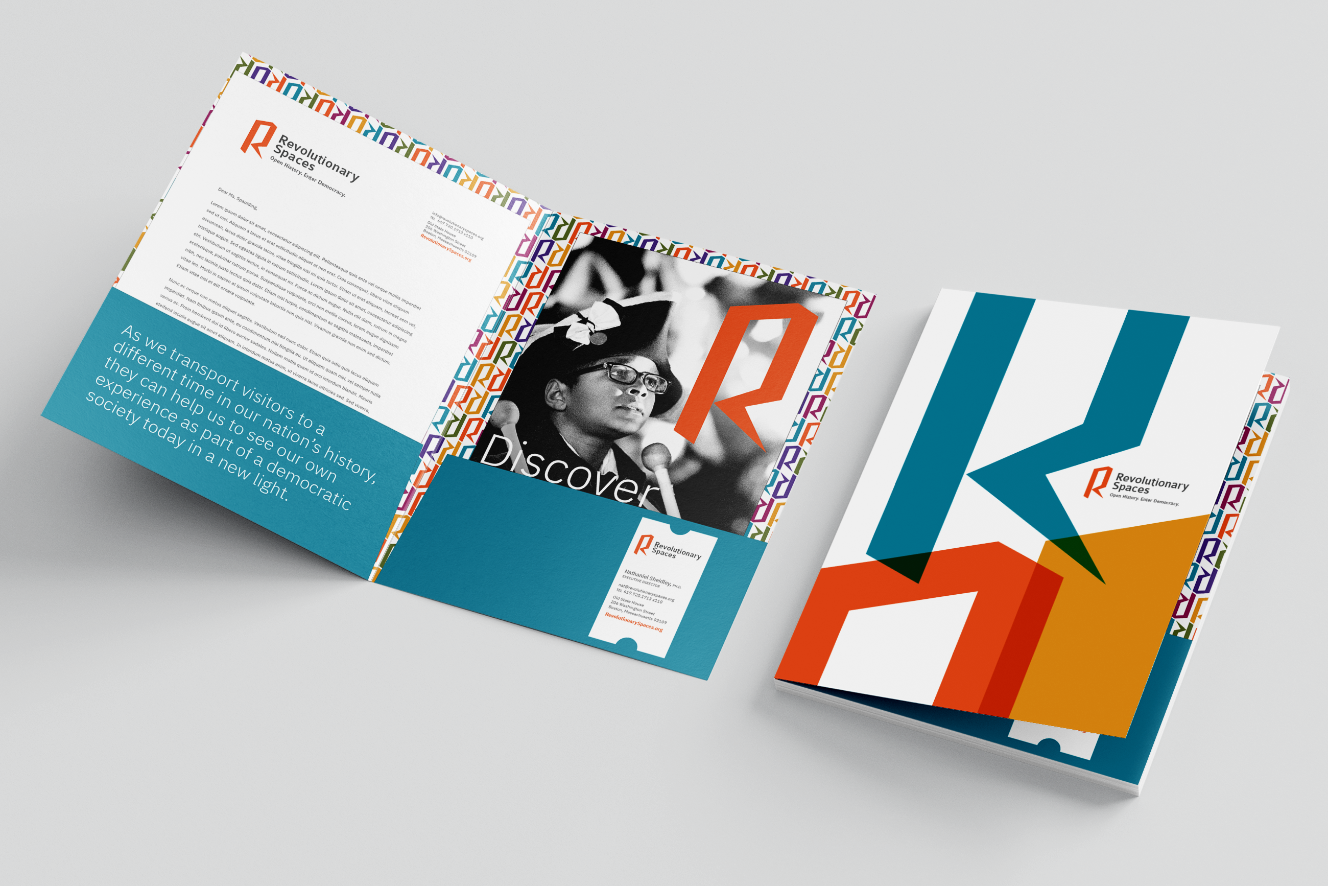 Revolutionary Spaces Brand Folders. Plural Brand Strategy and Design.