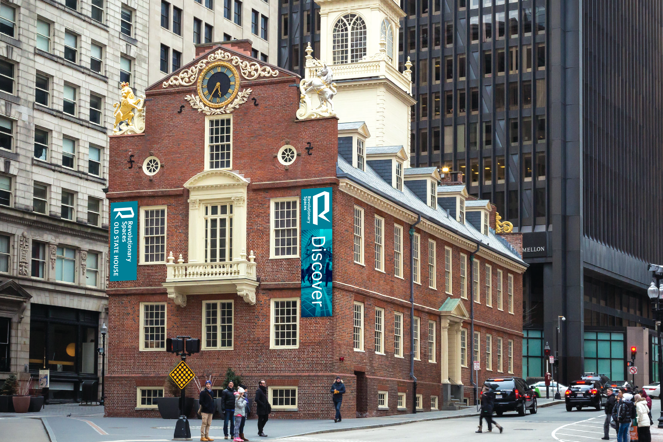 Revolutionary Spaces Old State House Banners. Plural Brand Strategy and Design.